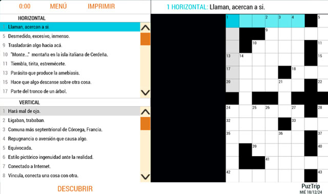 Captura del juego Crucigrama del día – Nivel difícil